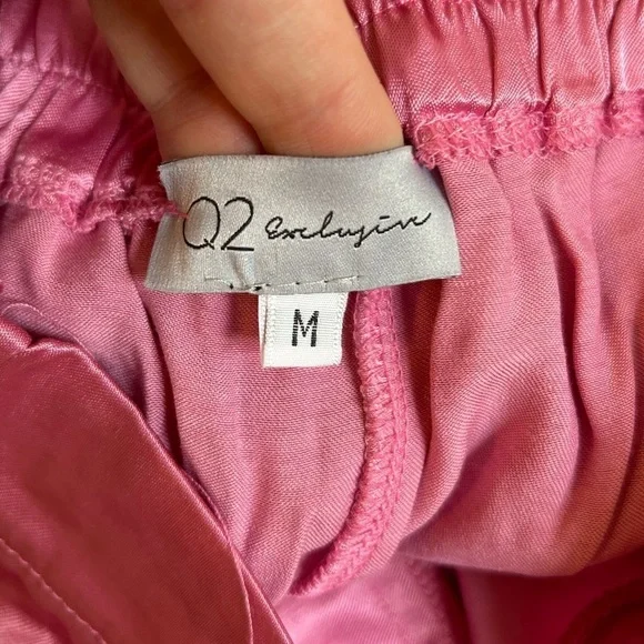 Q2 Exclusive Pink Viscose Wide Leg Pants